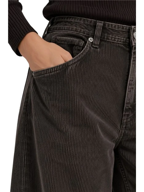 PANTALONI PALAZZO A COSTINE DONNA MARRONE SCURO