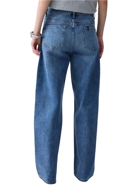 JEANS PALAZZO CON CINTONE ASIMMETRICO DONNA BLU DENIM