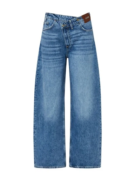 JEANS PALAZZO CON CINTONE ASIMMETRICO DONNA BLU DENIM