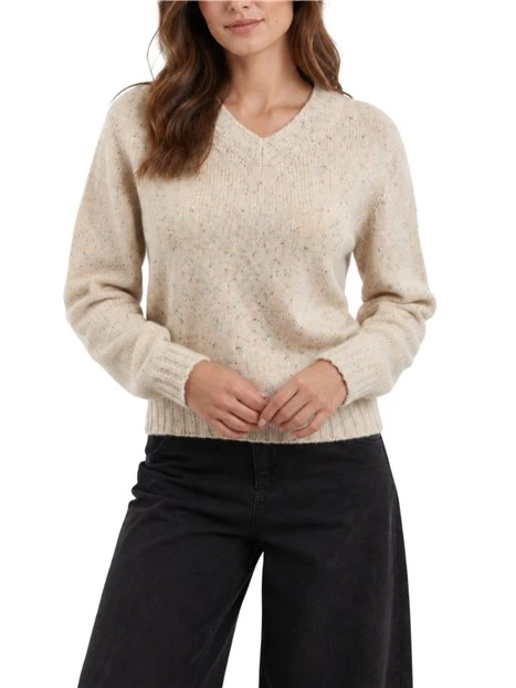 MAGLIA GIROCOLLO IN LANA MERINO DONNA AVORIO