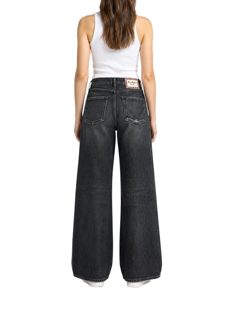 JEANS PALAZZO SUPER WIDE EFFETTO VINTAGE DONNA NERO
