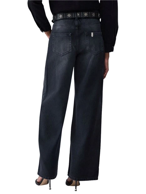 JEANS A ZAMPA CON CINTURA DONNA NERO DENIM