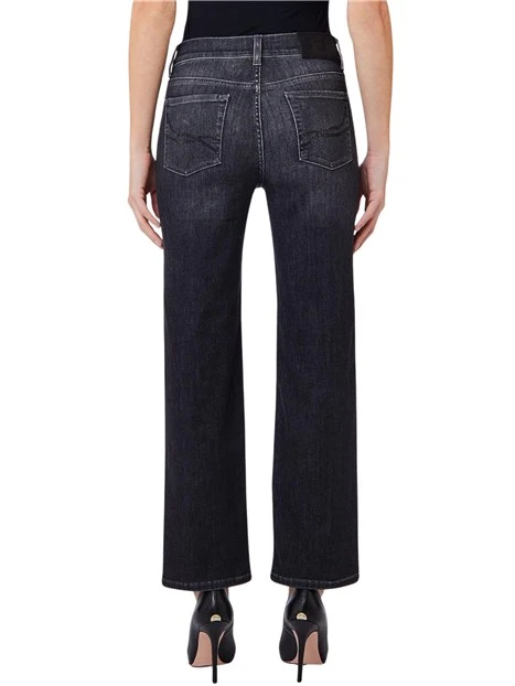 JEANS CROPPED CON STRASS SU TASCHE POSTERIORI DONNA NERO DENIM