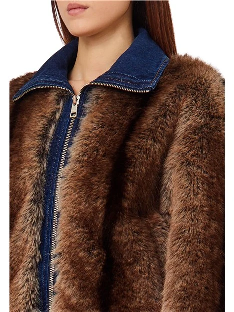 GIACCA IN ECO - PELLICCIA DONNA MARRONE