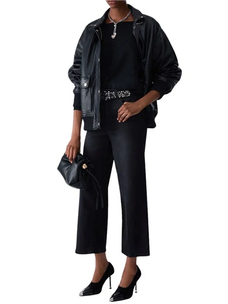 JEANS A ZAMPA BOTTOM UP CROPPED DONNA NERO DENIM