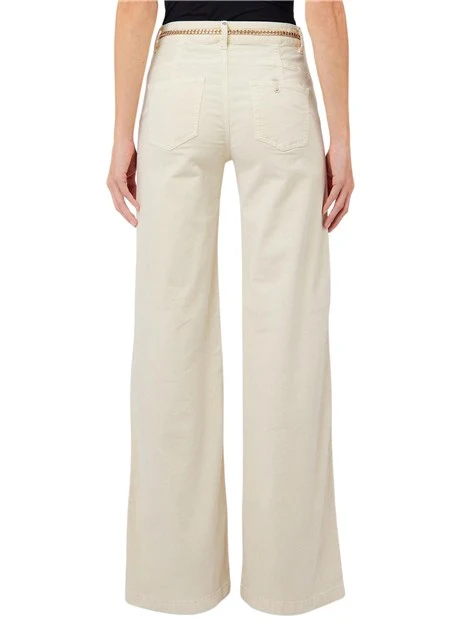 JEANS A ZAMPA BOTTOM UP A VITA ALTA DONNA AVORIO