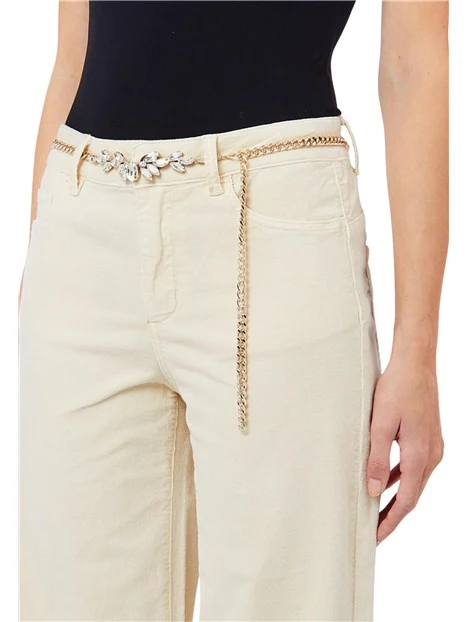 JEANS A ZAMPA BOTTOM UP A VITA ALTA DONNA AVORIO