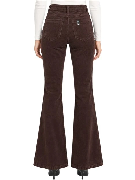 JEANS A ZAMPA BOTTOM UP A VITA ALTA DONNA MARRONE