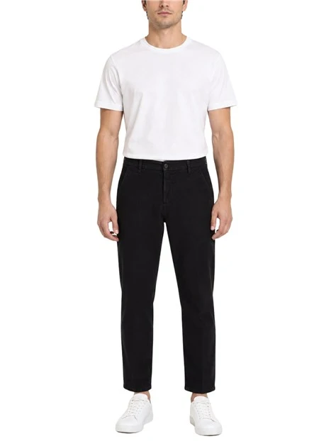 PANTALONI CHINO SLIM FIT IN GABARDINA UOMO NERO