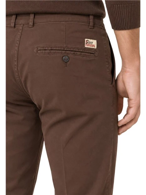 PANTALONI CHINO CON PENCES UOMO MARRONE