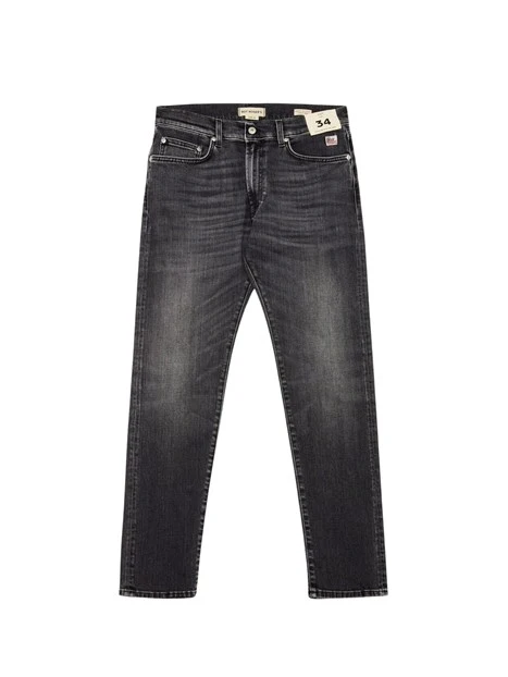 JEANS REGULAR GAMBA DRITTA CON EFFETTO USED UOMO NERO
