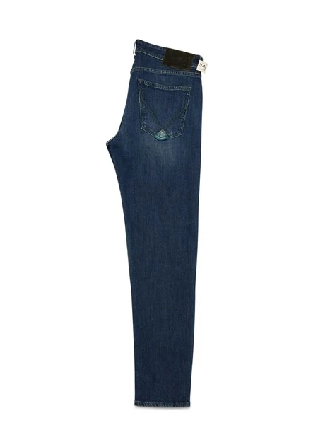 JEANS REGULAR GAMBA DRITTA CON EFFETTO USED UOMO BLU