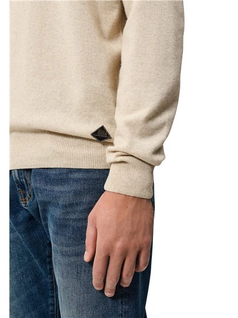 MAGLIA GIROCOLLO COMODO IN LANA UOMO BEIGE