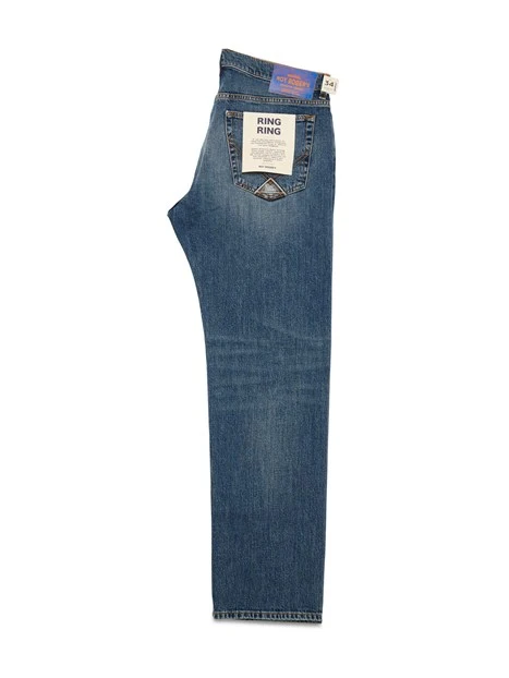 JEANS REGULAR WIDE IN DENIM SLUB STRETCH UOMO BLU
