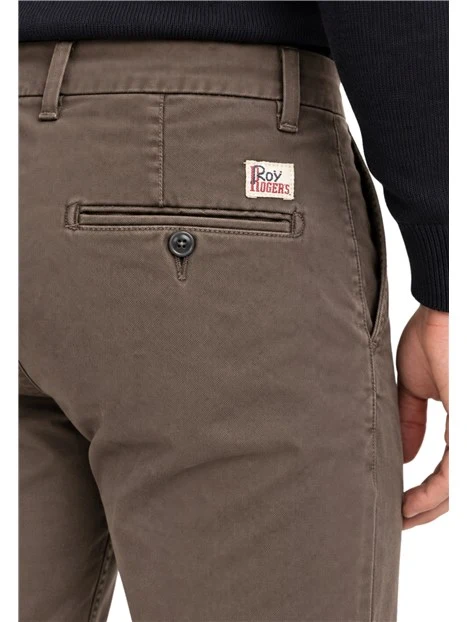 PANTALONI CHINO SLIM FIT IN GARBADINA UOMO MARRONE