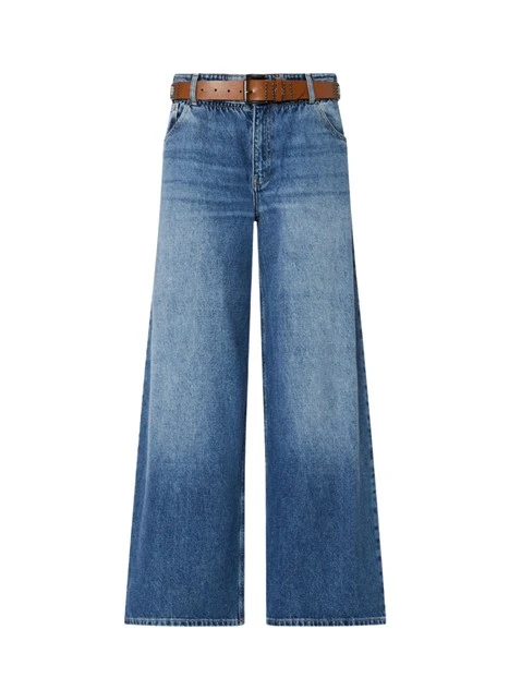 JEANS A ZAMPA CON CINTURA DONNA BLU DENIM