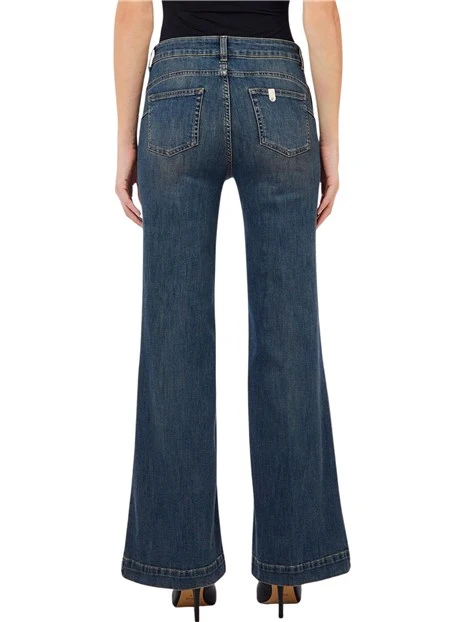 JEANS A ZAMPA CON BOTTONI GIOIELLO DONNA BLU DENIM
