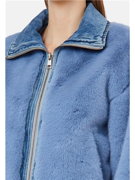 GIACCA IN ECO - PELLICCIA DONNA AZZURRO