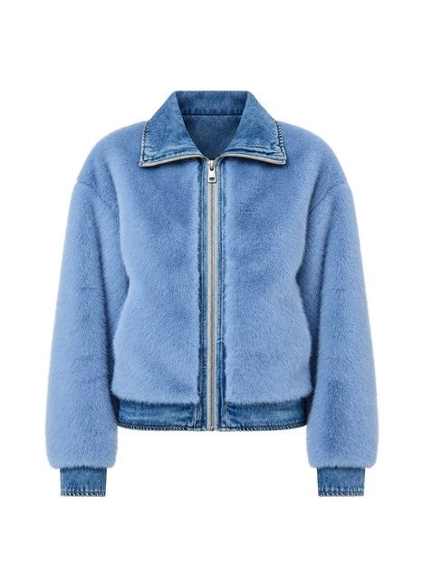 GIACCA IN ECO - PELLICCIA DONNA AZZURRO