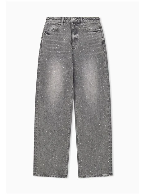 JEANS PALAZZO CON STRASS DONNA GRIGIO