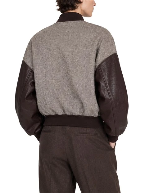 GIACCA MODELLO BOMBER IN TWEED SPINATO DONNA MARRONE
