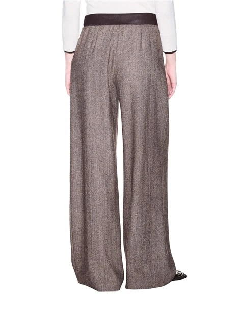 PANTALONI PALAZZO IN TESSUTO SPINATO DONNA GRIGIO