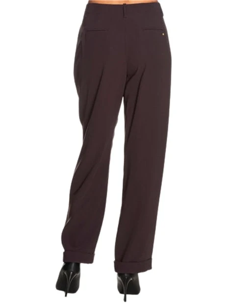 PANTALONI PALAZZO IN CREPE RICICLATO MARRONE