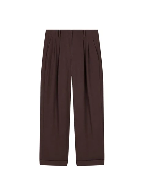 PANTALONI PALAZZO IN CREPE RICICLATO MARRONE