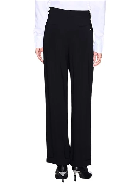 PANTALONI PALAZZO IN CREPE RICICLATO NERO