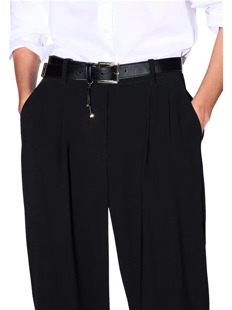 PANTALONI PALAZZO IN CREPE RICICLATO NERO
