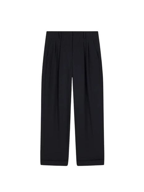 PANTALONI PALAZZO IN CREPE RICICLATO NERO