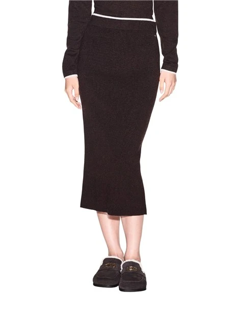 GONNA LUNGA MIDI PLISSETTATE IN DENIM DONNA NERO