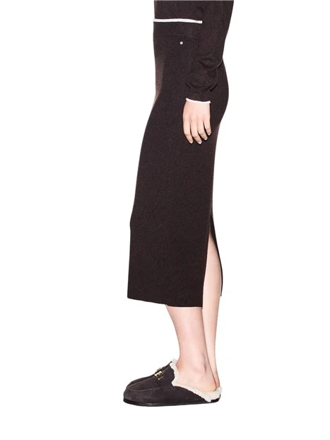 GONNA LUNGA MIDI PLISSETTATE IN DENIM DONNA NERO