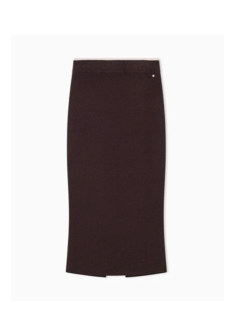 GONNA LUNGA MIDI PLISSETTATE IN DENIM DONNA NERO