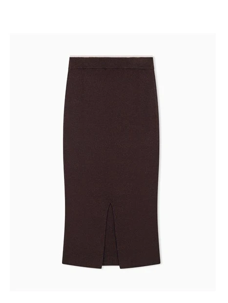GONNA LUNGA MIDI PLISSETTATE IN DENIM DONNA NERO