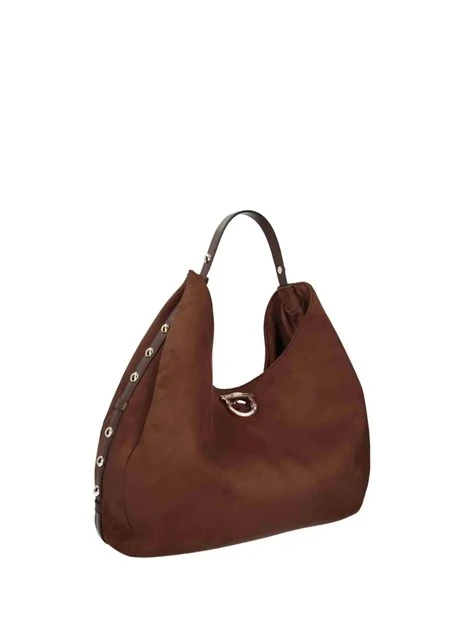 BORSA A SPALLA CON BORCHIE HOBO DONNA TABACCO