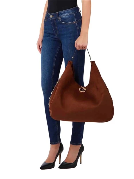 BORSA A SPALLA CON BORCHIE HOBO DONNA TABACCO