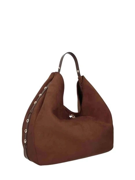 BORSA A SPALLA CON BORCHIE HOBO DONNA TABACCO