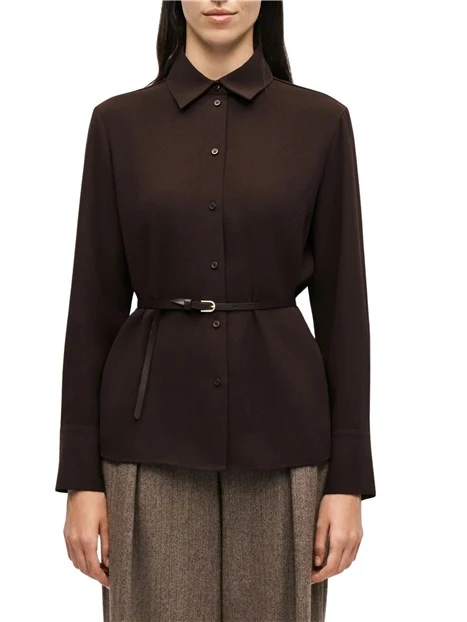 CAMICIA CON CINTURA DONNA MARRONE