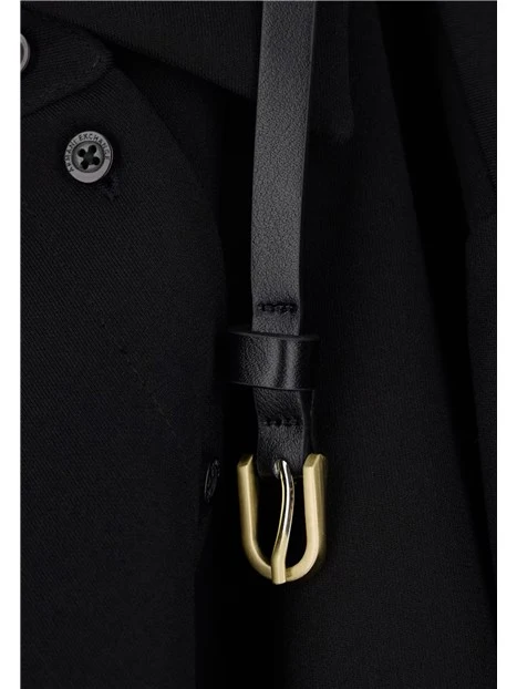 CAMICIA SLIM FIT IN CREPE CON CINTURA DONNA NERO