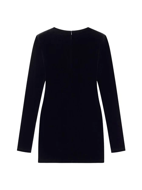 VESTITO CORTO A MANICHE LUNGHE DONNA NERO