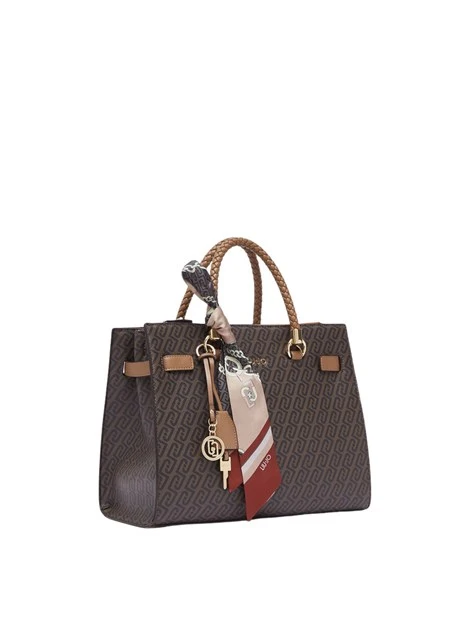 BORSA A MANO CON FOULARD DONNA MARRONE