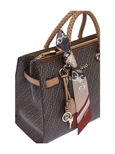 BORSA A MANO CON FOULARD DONNA MARRONE