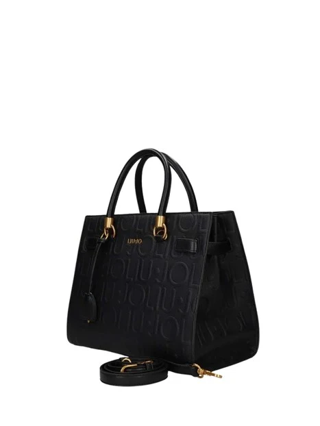 BORSA A MANO LOGO FRONTALE DONNA NERO