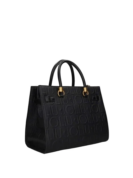 BORSA A MANO LOGO FRONTALE DONNA NERO