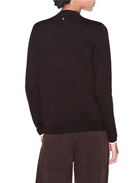 MAGLIA CARDIGAN CON SCOLLO A V DONNA MARRONE
