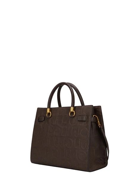 BORSA A MANO LOGO FRONTALE DONNA MARRONE