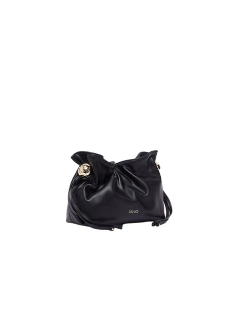 BORSA A SPALLA CON COULISSE DONNA NERA