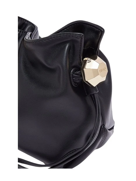 BORSA A SPALLA CON COULISSE DONNA NERA