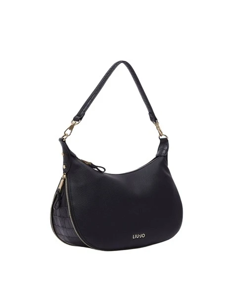 BORSA A SPALLA EFFETTO NABUK DONNA NERA